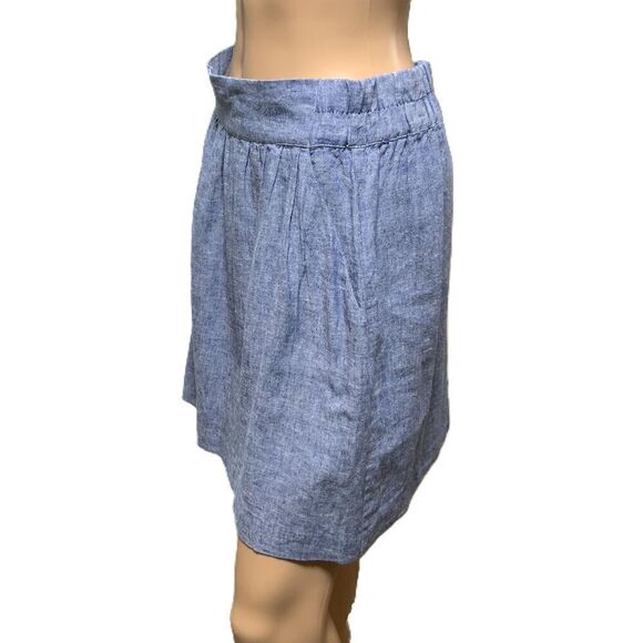 LOFT Outlet Blue Chambray Pleated A-Line Skirt Size XS Coastal Cowgirl Preppy - Picture 9 of 12